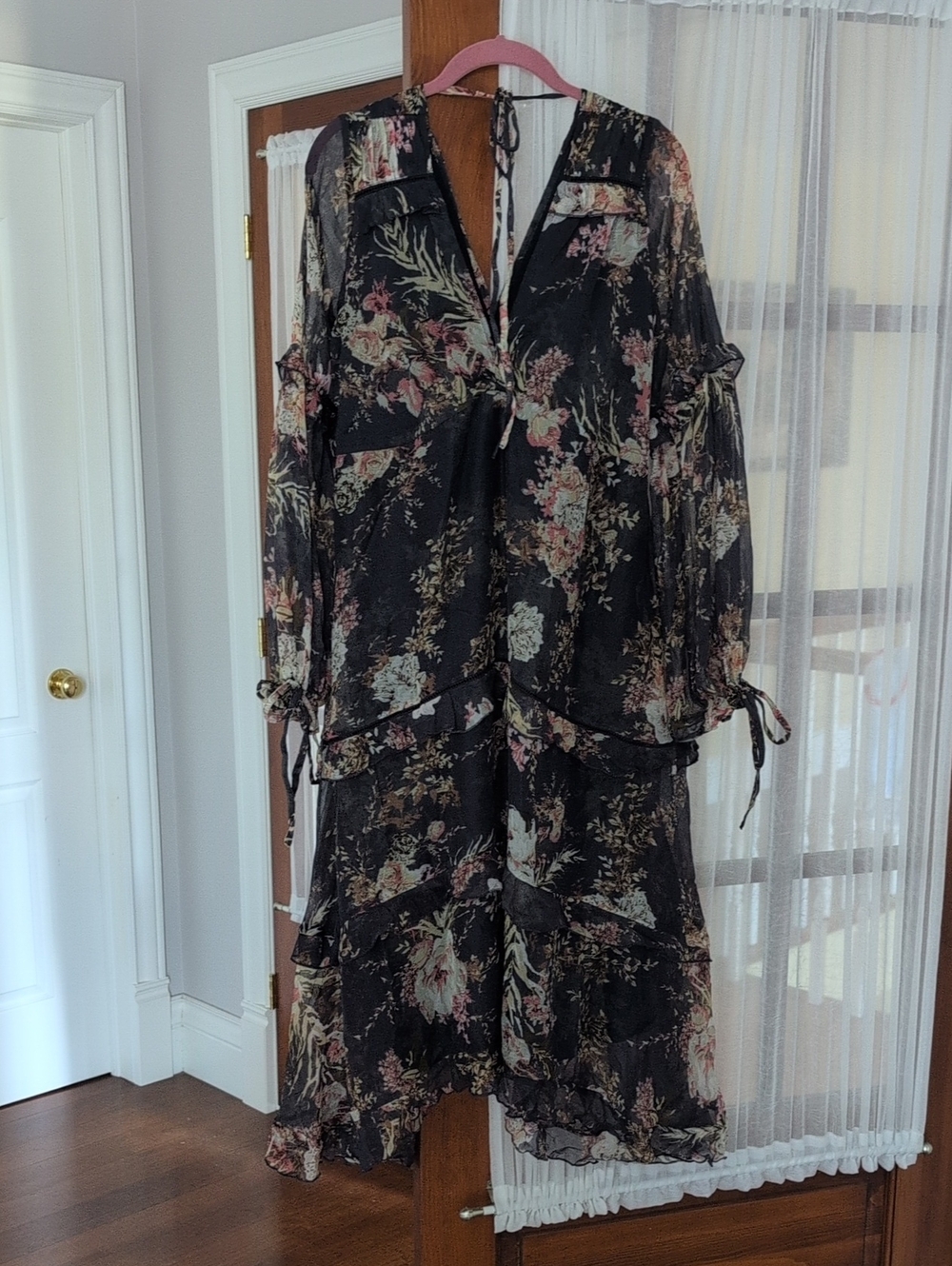 ASOS Sheer Black Floral Maxi Dress Maternity New Size 6
